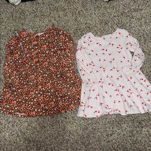 Cat & Jack Toddler Girl Set of 2 Dresses 3T Orange Rust Soft Pink long Sleeve
